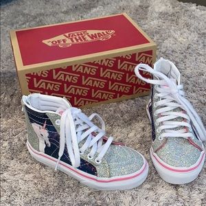 Sparkling Unicorn High Top Vans Size 11